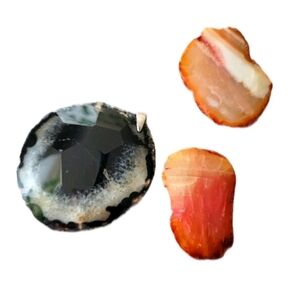 Bulk Lot Large Black Pink Orange Stone Pendant Set of 3